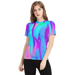 Colorful Abstract Fluid Art Pattern Women s Short Sleeve Rash Guard by GardenOfOphir