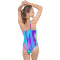 Colorful Abstract Fluid Art Pattern Classic One Shoulder Swimsuit View2