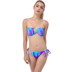 Colorful Abstract Fluid Art Pattern Twist Bandeau Bikini Set