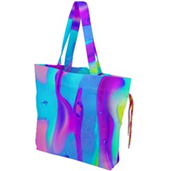 Colorful Abstract Fluid Art Pattern Drawstring Tote Bag by GardenOfOphir