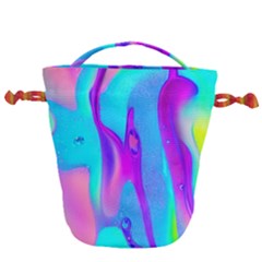 Colorful Abstract Fluid Art Pattern Drawstring Bucket Bag by GardenOfOphir