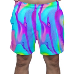 Colorful Abstract Fluid Art Pattern Men s Shorts by GardenOfOphir