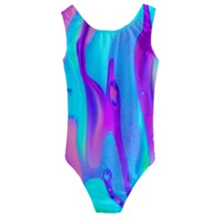 Colorful Abstract Fluid Art Pattern Kids  Cut-out Back One Piece Swimsuit by GardenOfOphir