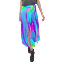 Colorful Abstract Fluid Art Pattern Velour Split Maxi Skirt by GardenOfOphir