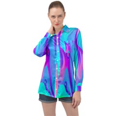 Colorful Abstract Fluid Art Pattern Long Sleeve Satin Shirt