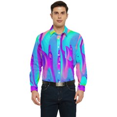 Colorful Abstract Fluid Art Pattern Men s Long Sleeve Pocket Shirt  by GardenOfOphir