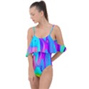 Colorful Abstract Fluid Art Pattern Drape Piece Swimsuit View1