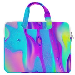 Colorful Abstract Fluid Art Pattern Macbook Pro 16  Double Pocket Laptop Bag  by GardenOfOphir