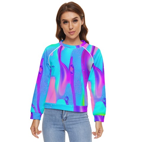 Colorful Abstract Fluid Art Pattern Women s Long Sleeve Raglan Tee by GardenOfOphir