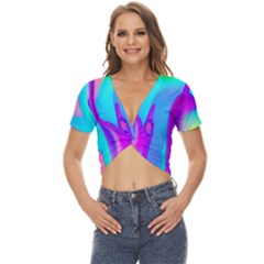 Colorful Abstract Fluid Art Pattern Twist Front Crop Top