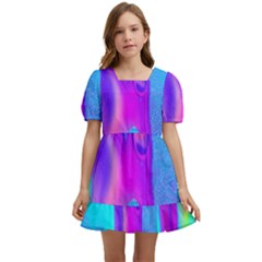 Colorful Abstract Fluid Art Pattern Kids  Short Sleeve Dolly Dress by GardenOfOphir