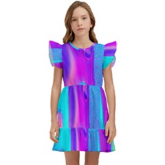 Colorful Abstract Fluid Art Pattern Kids  Winged Sleeve Dress