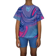 Liquid Art Pattern - Fluid Art Kids  Short Sleeve Swimwear by GardenOfOphir