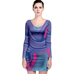 Liquid Art Pattern - Fluid Art Long Sleeve Bodycon Dress by GardenOfOphir