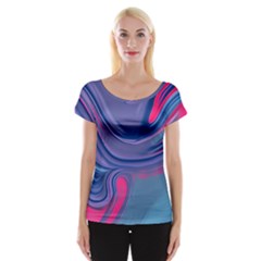 Liquid Art Pattern - Fluid Art Cap Sleeve Top by GardenOfOphir