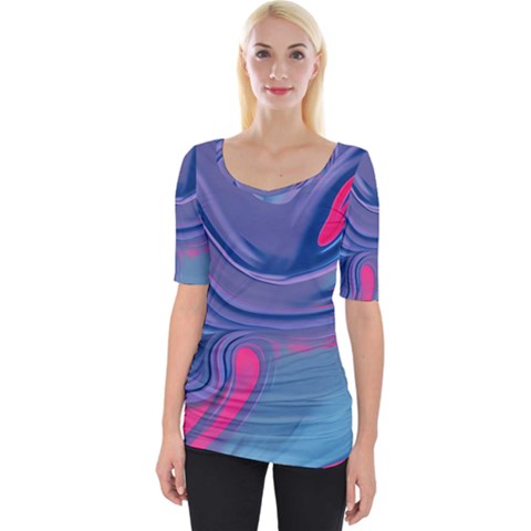 Liquid Art Pattern - Fluid Art Wide Neckline Tee by GardenOfOphir