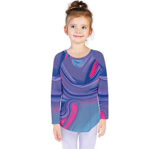 Liquid Art Pattern - Fluid Art Kids  Long Sleeve Tee by GardenOfOphir