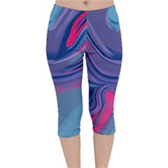 Liquid Art Pattern - Fluid Art Velvet Capri Leggings  by GardenOfOphir