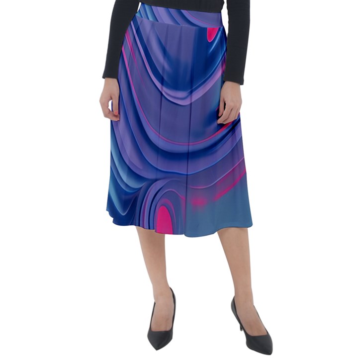 Liquid Art Pattern - Fluid Art Classic Velour Midi Skirt 