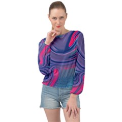 Liquid Art Pattern - Fluid Art Banded Bottom Chiffon Top by GardenOfOphir