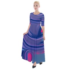 Liquid Art Pattern - Fluid Art Half Sleeves Maxi Dress by GardenOfOphir