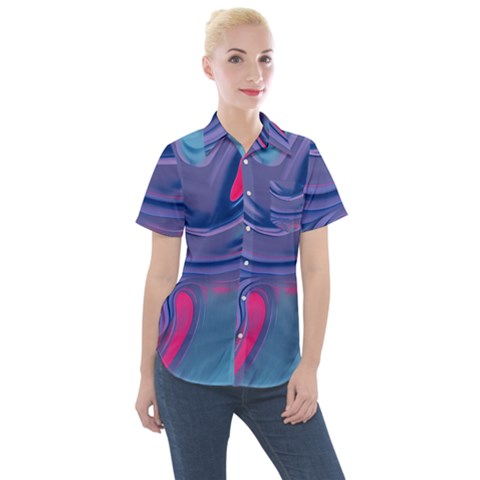 Liquid Art Pattern - Fluid Art Women s Short Sleeve Pocket Shirt by GardenOfOphir