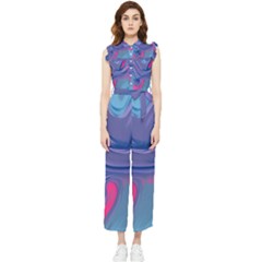 Liquid Art Pattern - Fluid Art Women s Frill Top Chiffon Jumpsuit by GardenOfOphir