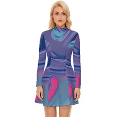 Liquid Art Pattern - Fluid Art Long Sleeve Velour Longline Dress by GardenOfOphir