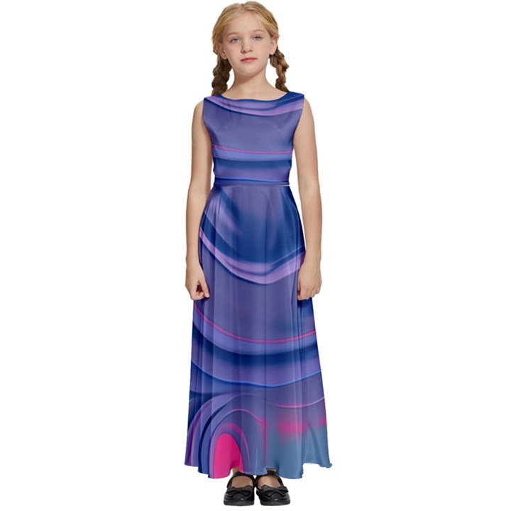 Liquid Art Pattern - Fluid Art Kids  Satin Sleeveless Maxi Dress