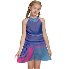 Liquid Art Pattern - Fluid Art Kids  Halter Collar Waist Tie Chiffon Dress by GardenOfOphir