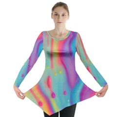 Liquid Art Pattern - Marble Art Long Sleeve Tunic  by GardenOfOphir