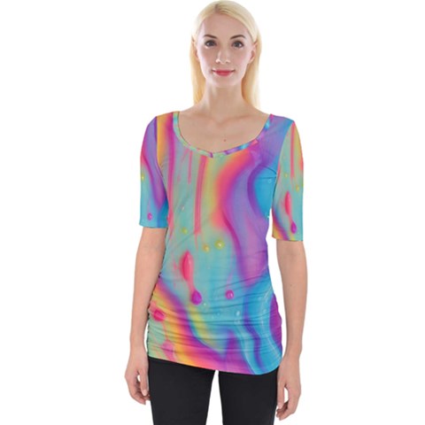 Liquid Art Pattern - Marble Art Wide Neckline Tee by GardenOfOphir