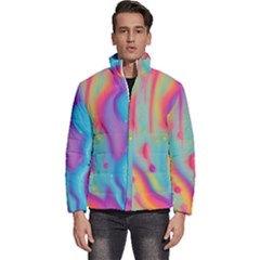 Liquid Art Pattern - Marble Art Men s Puffer Bubble Jacket Coat by GardenOfOphir