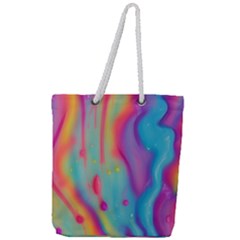 Liquid Art Pattern - Marble Art Full Print Rope Handle Tote (large) by GardenOfOphir