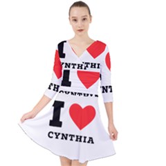 I Love Cynthia Quarter Sleeve Front Wrap Dress by ilovewhateva