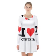 I Love Cynthia Long Sleeve Velvet V-neck Dress by ilovewhateva