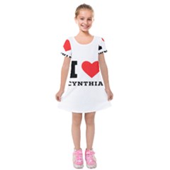 I Love Cynthia Kids  Short Sleeve Velvet Dress by ilovewhateva