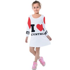 I Love Cynthia Kids  Long Sleeve Velvet Dress by ilovewhateva