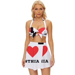 I Love Cynthia Vintage Style Bikini Top And Skirt Set  by ilovewhateva