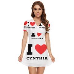 I Love Cynthia V-neck High Waist Chiffon Mini Dress by ilovewhateva