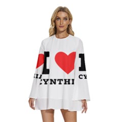 I Love Cynthia Round Neck Long Sleeve Bohemian Style Chiffon Mini Dress by ilovewhateva