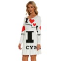 I love cynthia Long Sleeve Wide Neck Velvet Dress View2