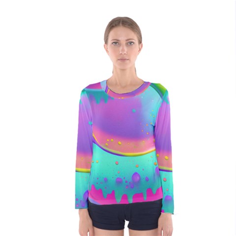 Liquid Art Pattern - Fluid Background Women s Long Sleeve Tee by GardenOfOphir