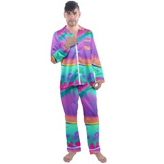 Liquid Art Pattern - Fluid Background Men s Long Sleeve Satin Pajamas Set by GardenOfOphir