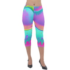 Liquid Art Pattern - Fluid Background Lightweight Velour Capri Leggings  by GardenOfOphir