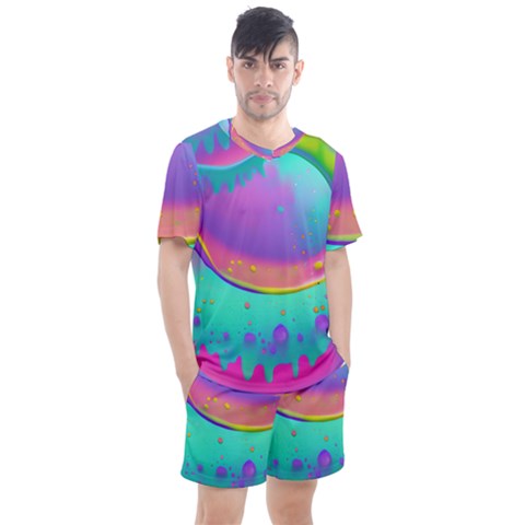 Liquid Art Pattern - Fluid Background Men s Mesh Tee And Shorts Set by GardenOfOphir