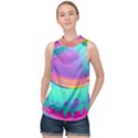 Liquid Art Pattern - Fluid Background High Neck Satin Top View1