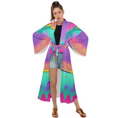 Liquid Art Pattern - Fluid Background Maxi Kimono by GardenOfOphir