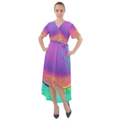 Liquid Art Pattern - Fluid Background Front Wrap High Low Dress by GardenOfOphir