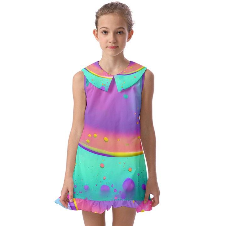 Liquid Art Pattern - Fluid Background Kids  Pilgrim Collar Ruffle Hem Dress